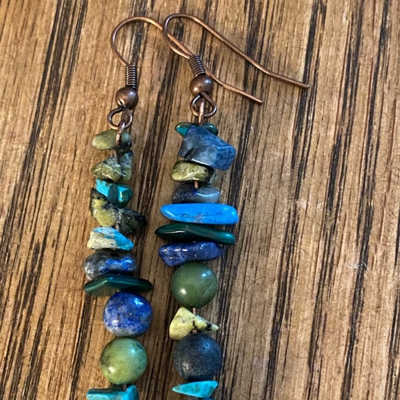 Genuine Turquoise Gemstone Earrings - Picture 2 of 5